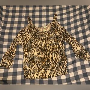 Sassy sisters leopard open shoulder long sleeve